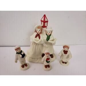 VTG Giftco Inc. Victorian Corallers Set 4 Porcelain Figurines Holiday Christmas